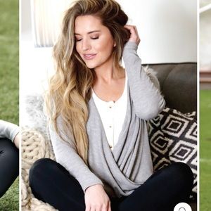 DYI gray Twist About long sleeve NWT